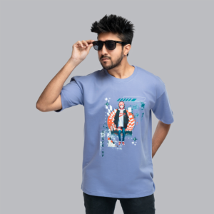 Unisex Ice Blue Oversized Cotton T-shirt